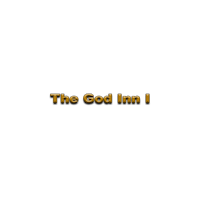 the god inn i on a black background
